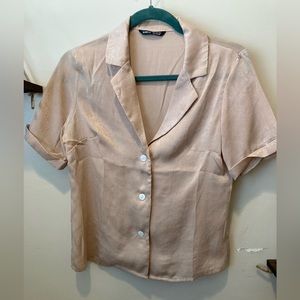 S faux silk blouse